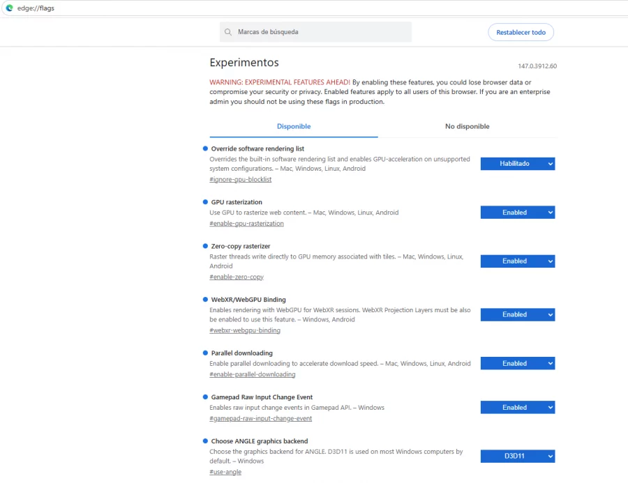 Configuración HTML GPU