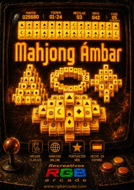 Excelente juego de fichas Mahjong Ámbar. Tipo recreativa CRT con luces